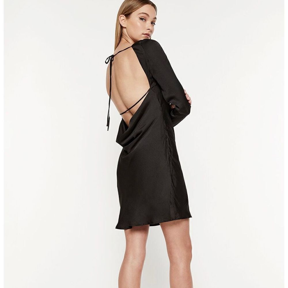 Bardot RIVER BIAS DRESS IN BLACK open back size 8 NWT